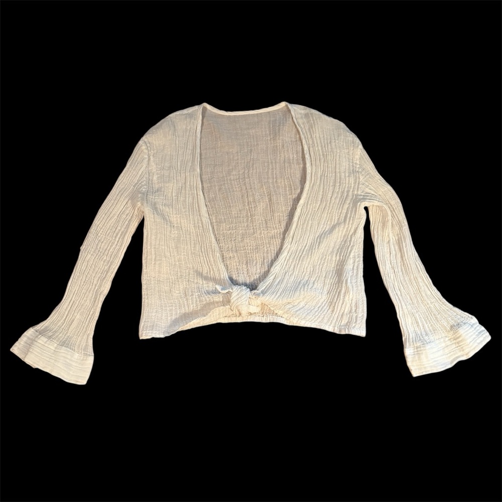 Monday Swimwear - Women's 100% Linen Ivory Tie Top - Size Medium
